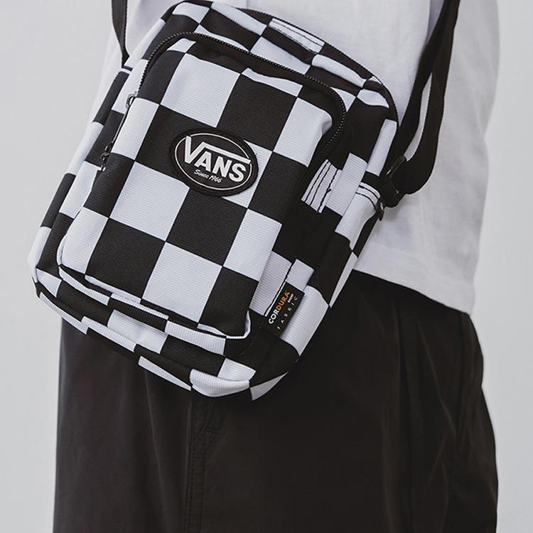 Vans Trend Acc Logo Checkerboard Polyester Shoulder Crossbody Bag Unisex bags Black White VN0A4P4MJ0Z