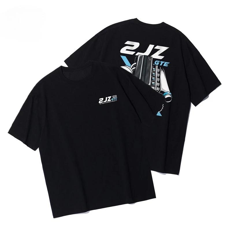 Men's round-neck T-shirt 2025 New 2jz turbine Engine jdm engine cultural print graphic fashionable casual hip-hop breathable top