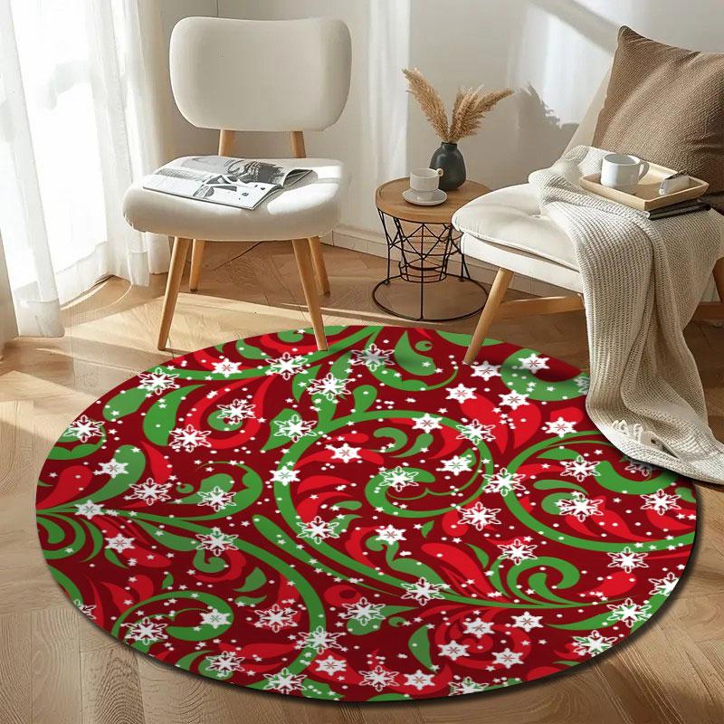 Nordic Round Rainbow Multicolor Rug Pad, Non-Slip Floor Mat for Dining Room