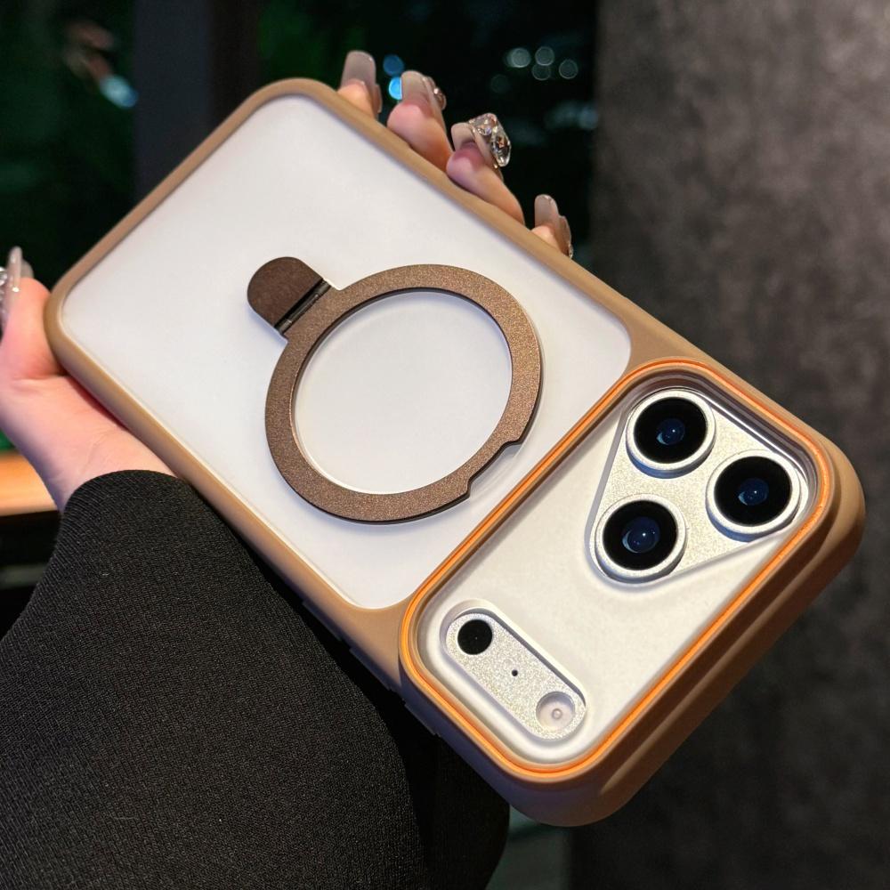 Ring Bracket Stand Holder Magnetic For Magsafe Frosted Case For iPhone 17 15 16 Pro Max 11 12 13 14 Plus Matte Soft Bumper Cover