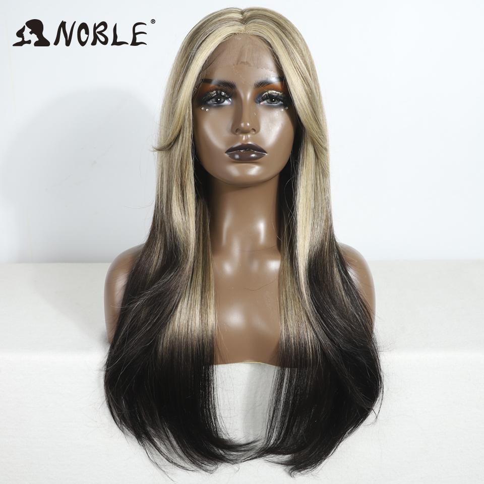 Perruque Noble en Dentelle Synthétique 26" Lisse Ombrée Dentelle Perruque Cosplay Perruque à Raie en Dentelle Perruques Blondes Pour Femmes Perruque Synthétique Perruque en Dentelle