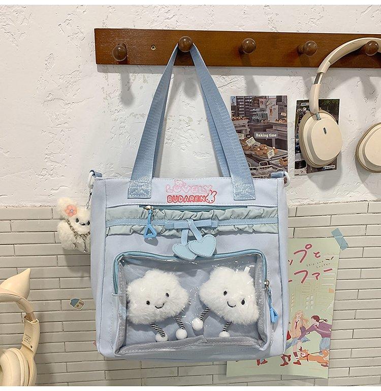 Schoolbag New Cute Female Ins High Value Dopamine Transparent Pain Bag Schoolbag Primary School Students Junior High School Students Backpack