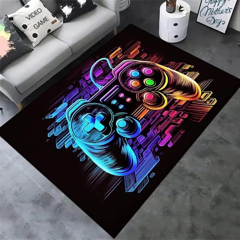 Gaming für Jungenzimmer Gamer Casual Teppich mit Controller-Design Teppich für Spielzimmer Schlafzimmerdeko Rutschfest Maschinenwaschbare Matte