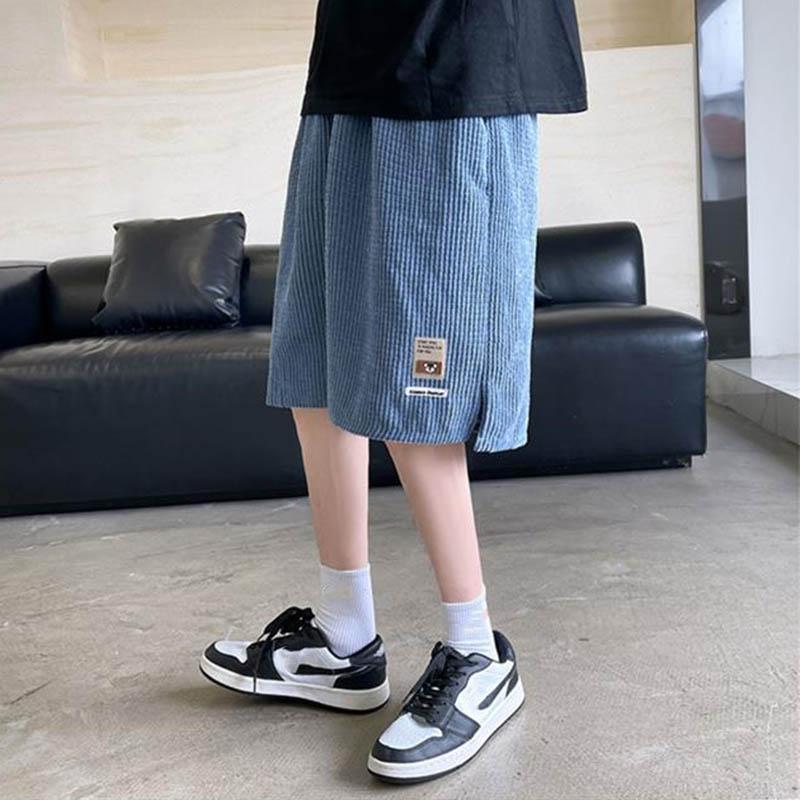 Men's Summer 7 Points Pants Breathable Slit Design Fashion Shorts Waist Drawstring Oversize Casual Shorts