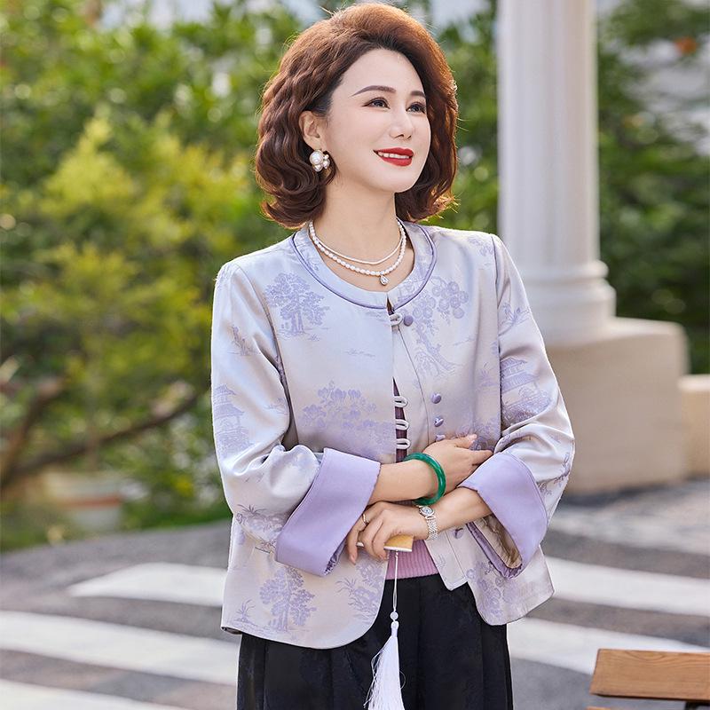 2026 Spring/Autumn Women's Embroidered Jacquard Jacket: New Chinese Style, Round Neck, Fashionable Casual High-End Trend