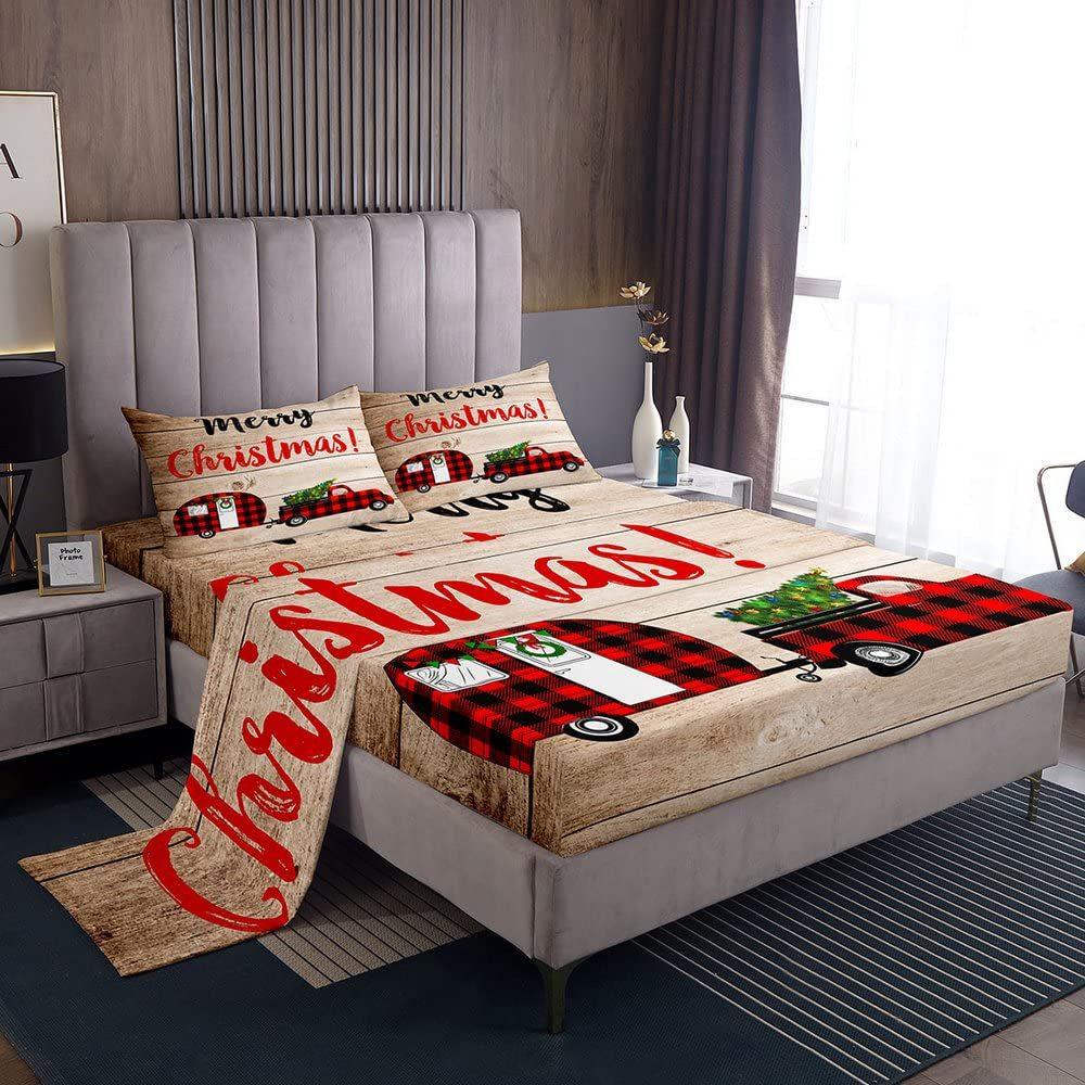 Christmas atmosphere theme pattern mattress four-piece bedding set bedroom dormitory bedding decoration
