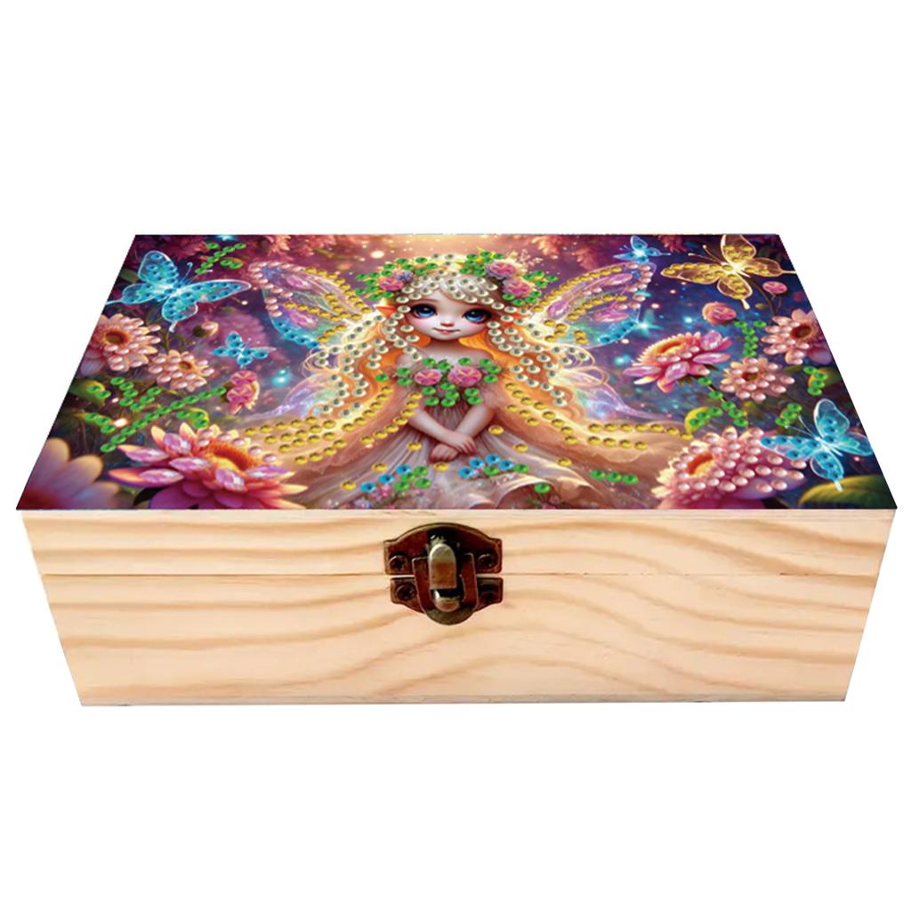 DIY Diamond Painting Colored Pattern Wood Case Partial Drill Crystal Mosaic Storage Container for Home Car Desk Decoration Craft