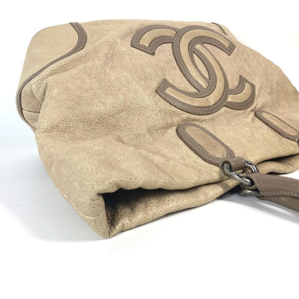 CHANEL Decacoco CC logo Bag Shoulder Bag Tote Bag Leather Beige