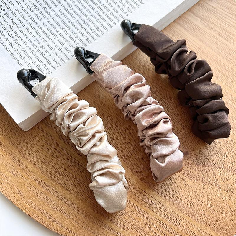 Fabric Banana Clip Korean Elegant Leopard Print Ponytail Holder Ponytail Clip Hair Claw Hairpin Sweet Bowknot Hair Clip Women