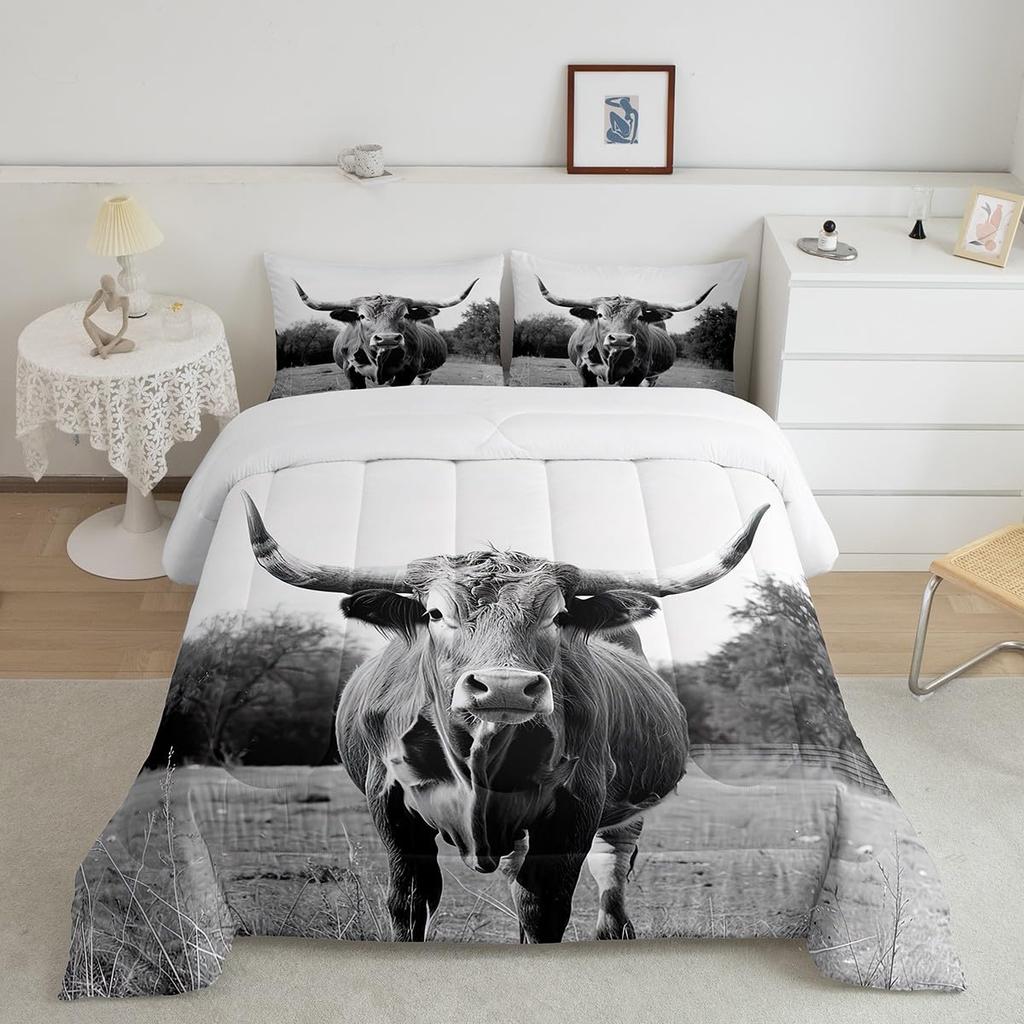 Erose Set Biancheria da Letto Stella del Texas Occidentale Sposa Trapunta Bandiera Americana Retrò Vintage Regali per Uomo Cowboy, Trapunta Patchwork Bianco Rosso e Blu Se
