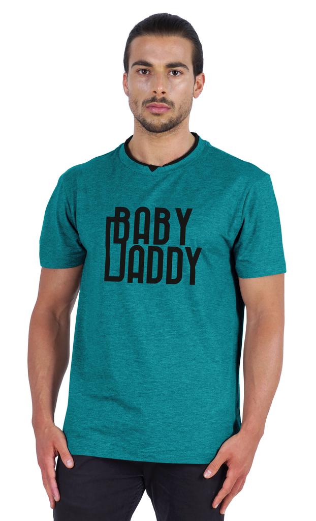 Inkmeso Men  s Graphic Quote   Baby Daddy   Tshirt For Dads Round Neck with V Cut