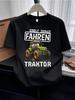 T-Shirts (kids unisex)Children's Vintage Tractor Fun Text Print T-Shirt, Boys' and Girls' Casual Crew Neck Short Sleeve, F
