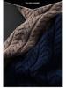 Men's Luxury All-Cotton Knitted Pullover - Thick, Solid Color, Velvet-Lined Cable Knit for Autumn and Winter