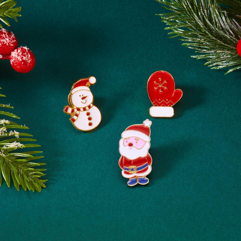 3pcs/set Halloween Christmas Snowman Brooch Santa Claus Bell Elk Oil-Dripping Corsages Enamel Pins Jewelry Accessories Gift