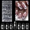 120/140 Pieces Almond Coffin Nail Tips 3D Diamonds Shape Design Manicure Medium Acrylic Press On Nail for DIY Nail Art