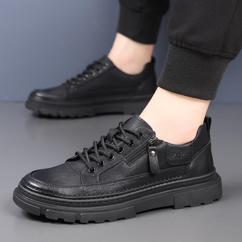 Fashion Italian Brand Men's Genuine Leather Shoes Thick Soled Wear-resistant Hiking Casual Shoes Fashionable Brown Men's Workwear Shoes