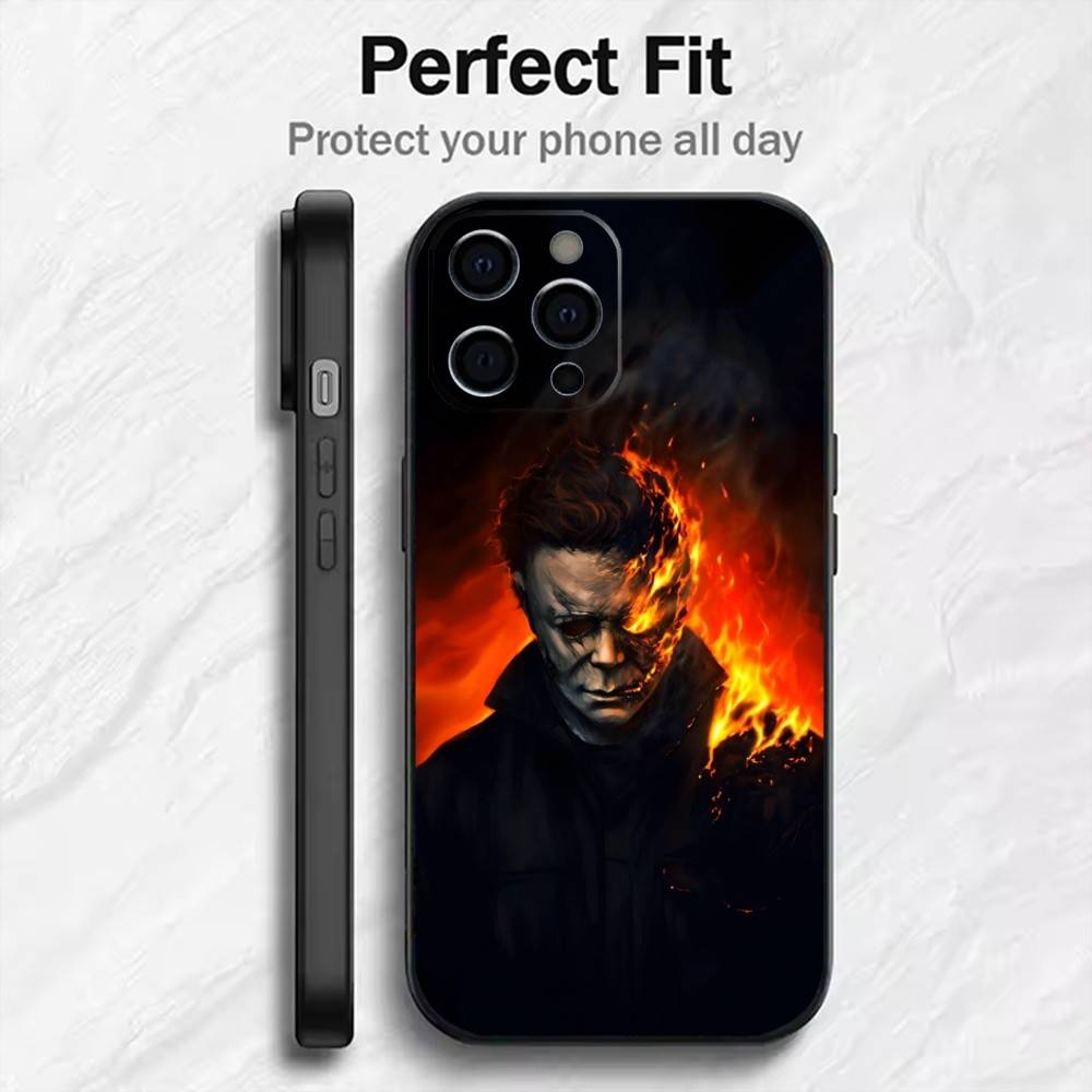 The S-Shape Serial Killer M-Myers Phone Case For iPhone17,16,15,14,13,12 Plus,Max Soft Silicone Black Cover