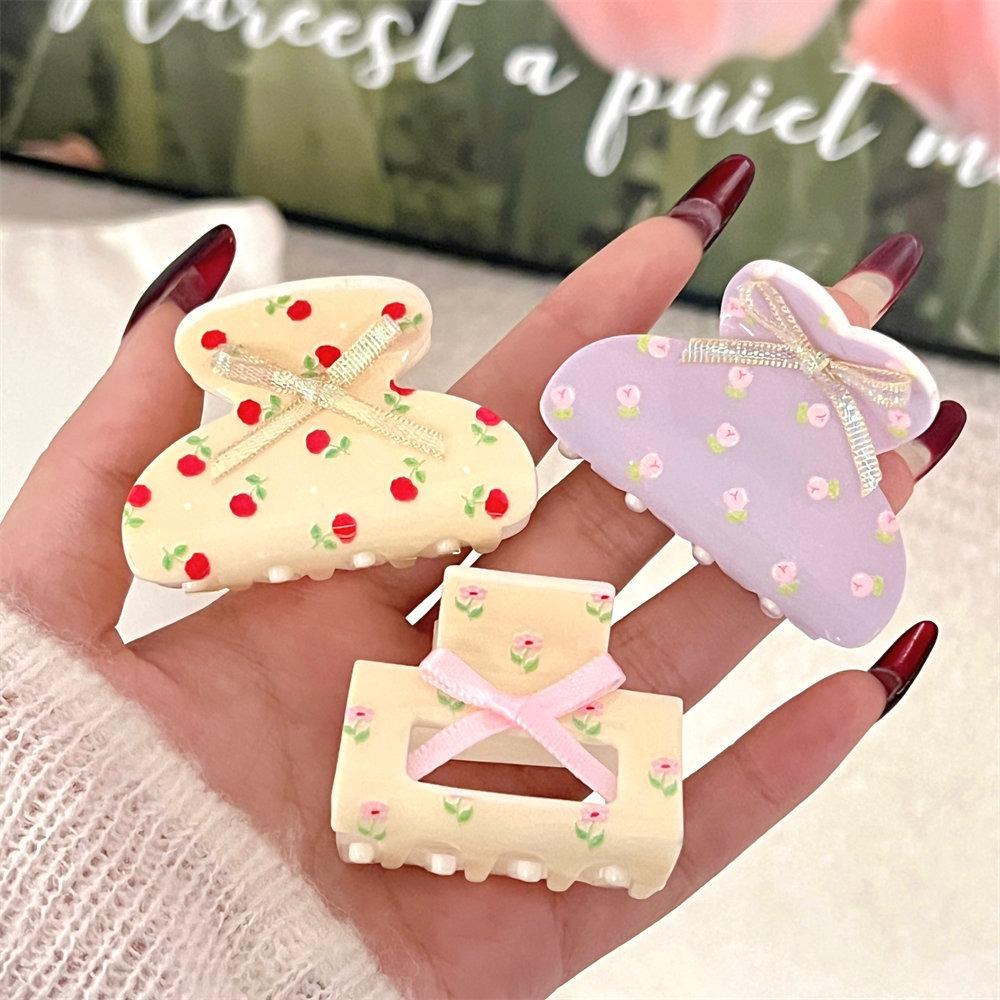 Bowknot Hair Claw Acetate Hair Clip Elegant Ponytail Clips  Women Girls