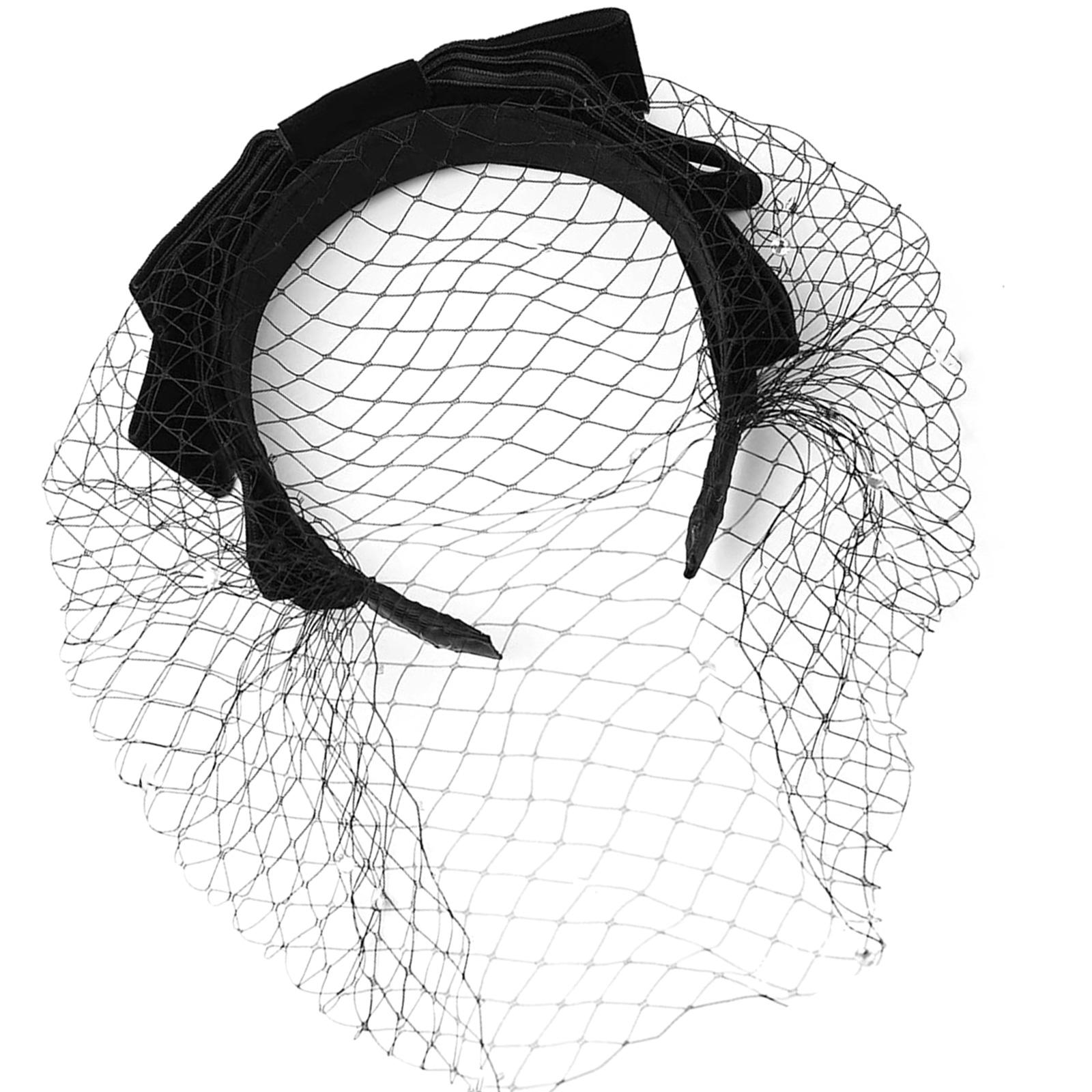

Gothic Bridal Hairpiece Unique Lace Veil Headbands With Rhinestones 1920s Fascinator Headpiece For Costume Event