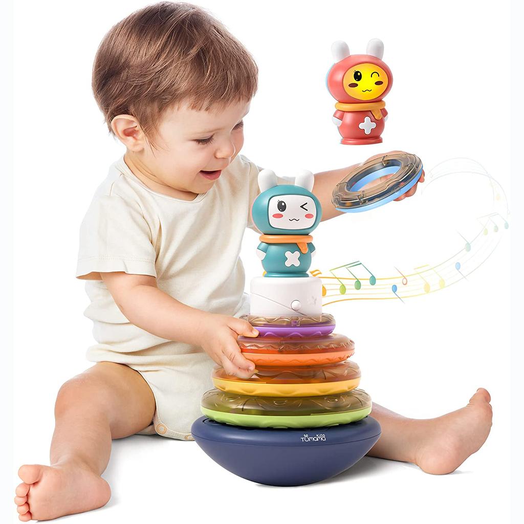 TUMAMA Toddler Stacking Toy with Light and Music, Stacks of Circles STEM Montessori Toy, Birthday Gifts for Boys and Girls