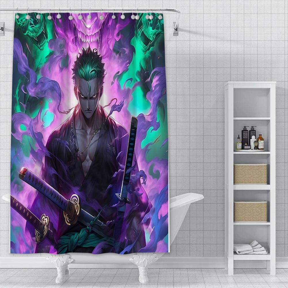 Shower Anime For L-Luffys Curtain Waterproof Polyester Fabric Paint Colorful Bath Curtains Home Bathroom Decor Curtain With Hook