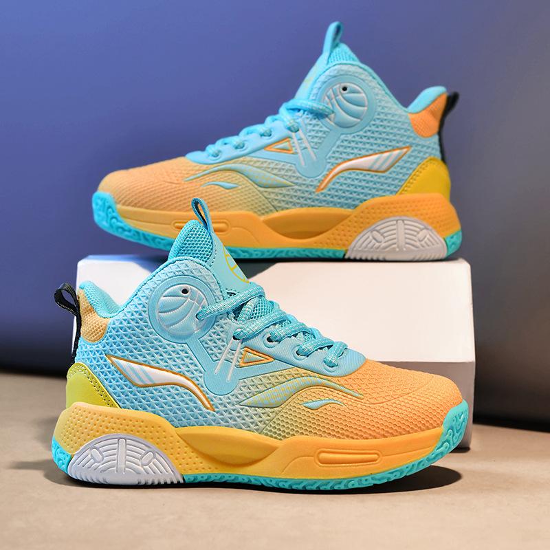 2025 spring new children's basketball shoes middle and old children's running sports shoes mesh youth breathable non-slip moisture shoes