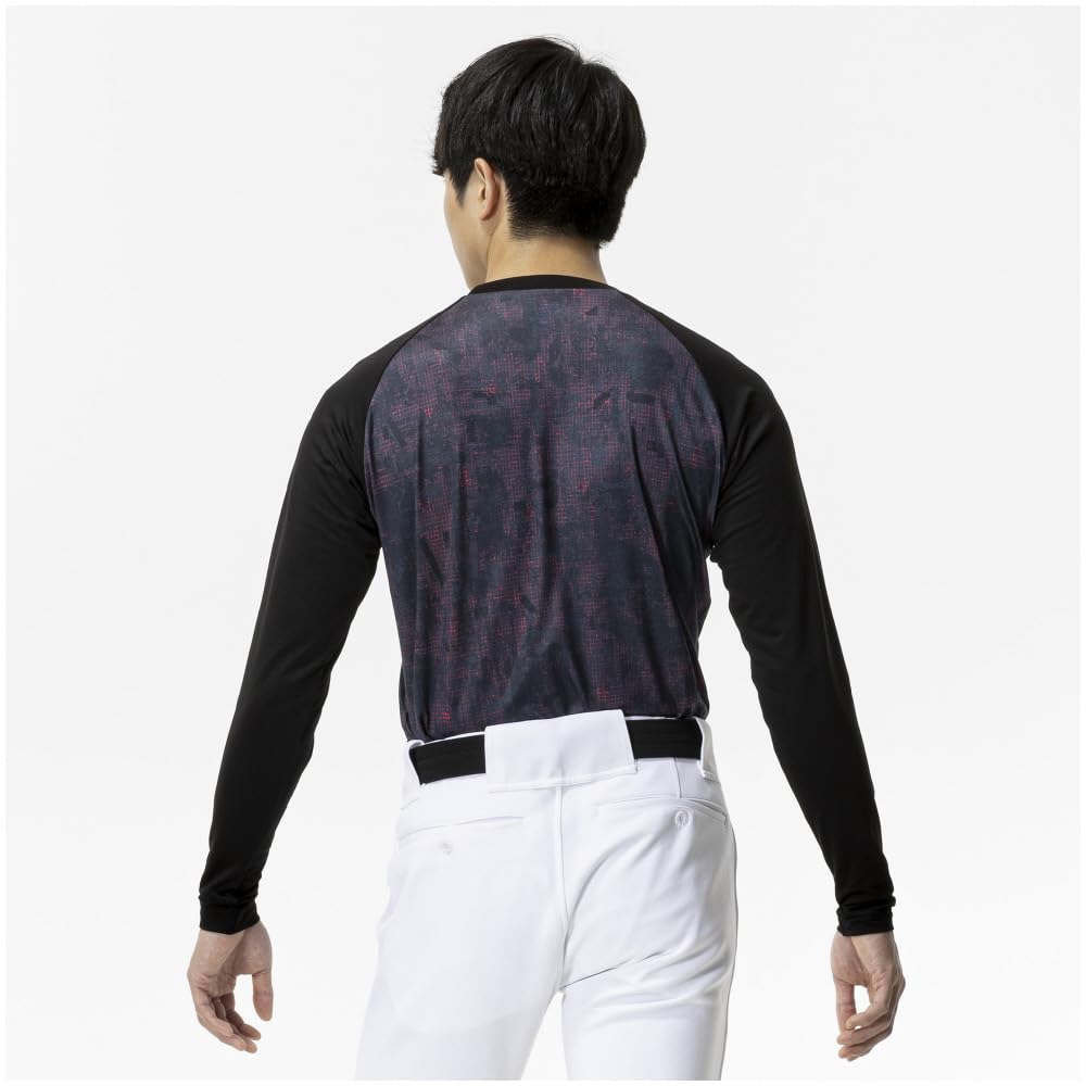 Mizuno Practice Graphic Undershirt Long Size Black Undershirt, Fleece-Lined (Low Neck, Sleeve), M,