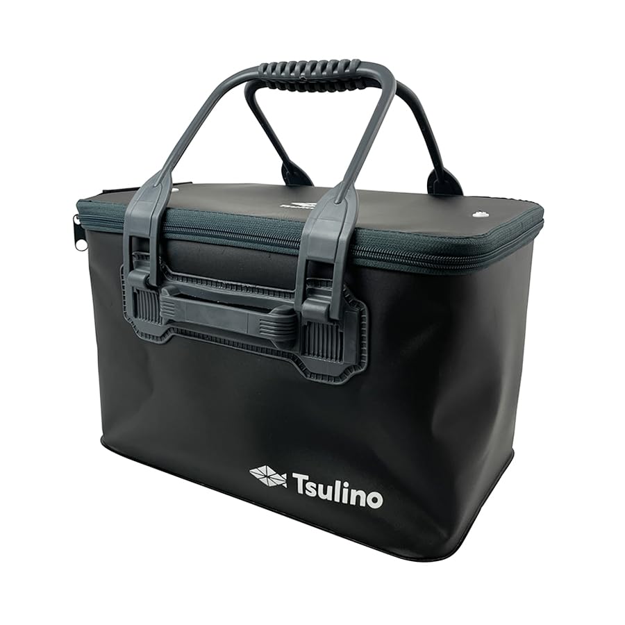 Tsulino Faltbarer Eimer mit Griff und Deckel, 40cm, Schwarz