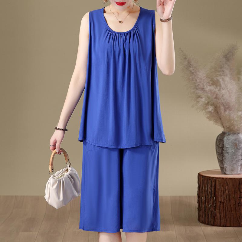 Women's Plus Size Sleeveless 2-Piece Set, Casual Tank Top & Capri Pants (XL-7XL)