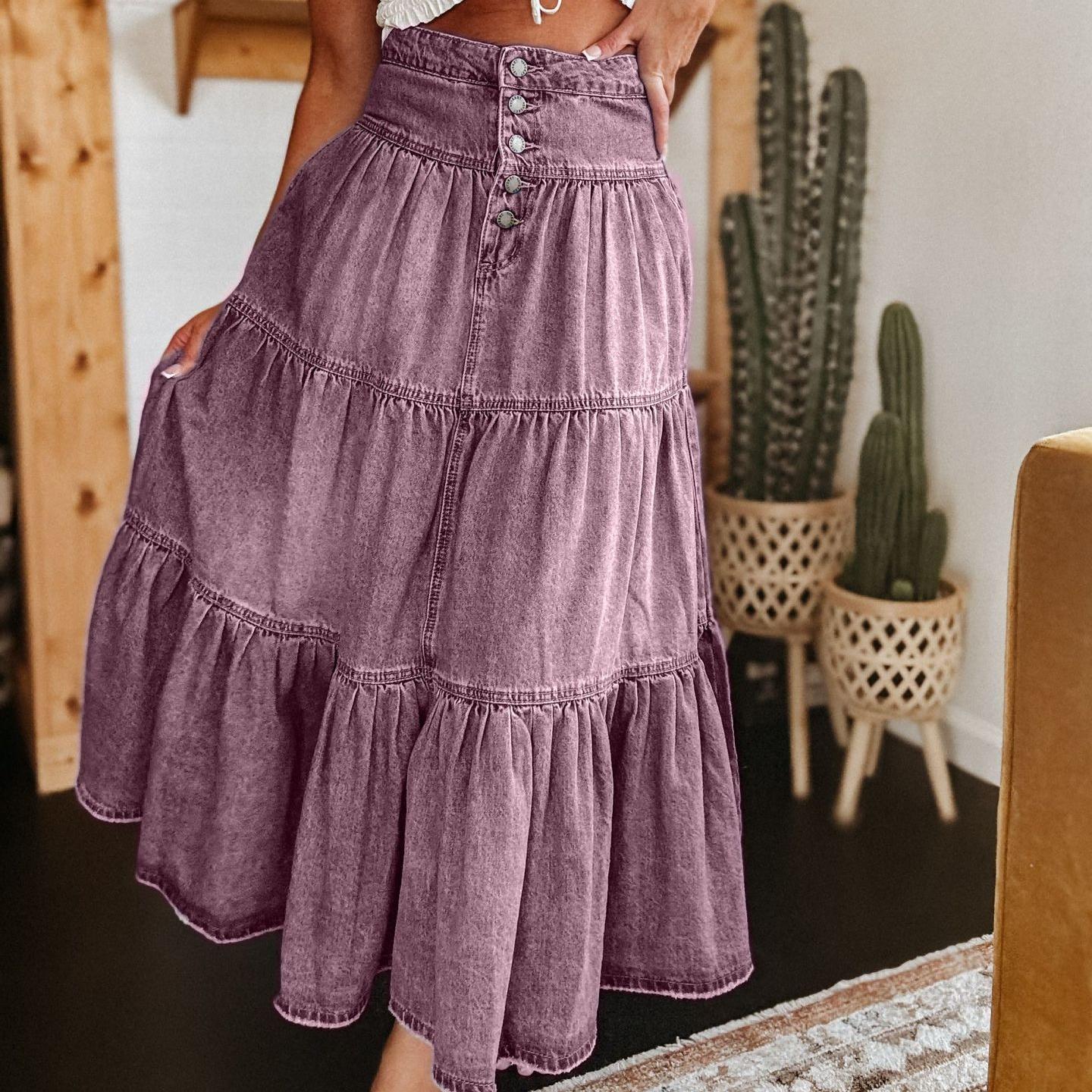 

Юбка из денима IHUASU Bohemian A-силуэта с многослойным рисунком XL