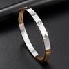Titanium Steel Rhinestone Open Bangle with Eight-pointed Star Design - Fade-resistant Women's Bracelet