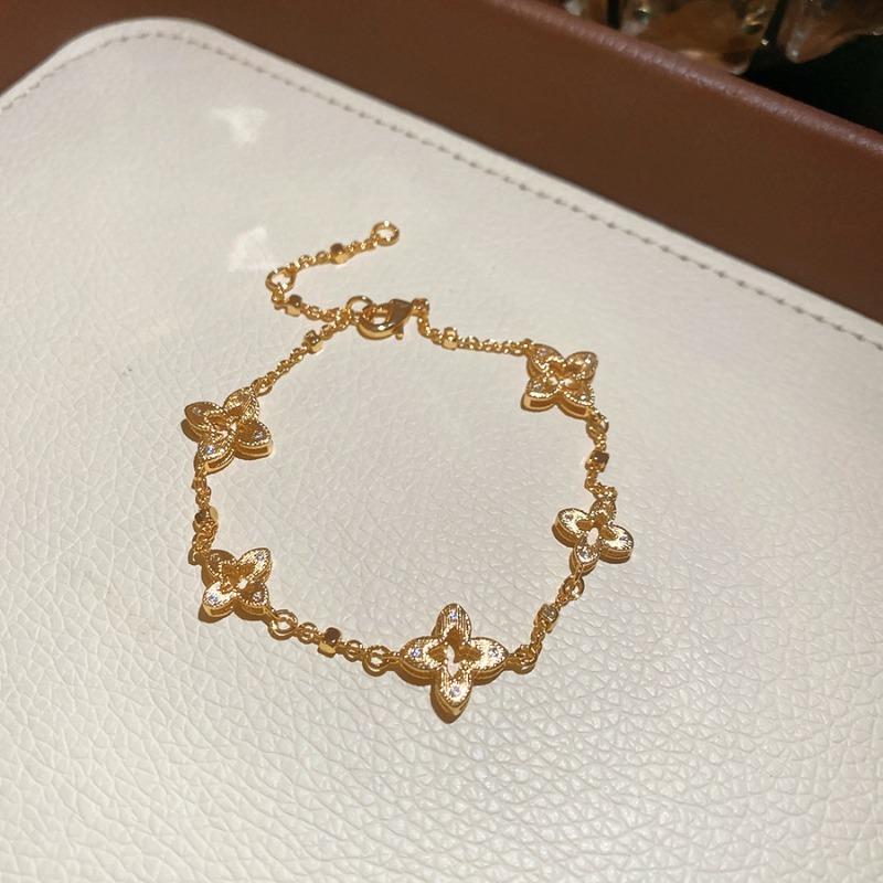 Dopamine color zircon flower bracelet Korean ins style fashion exquisite bracelet light luxury high-end versatile jewelry