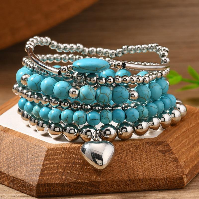 Böhmisches Türkis Perlenarmband Armband Set