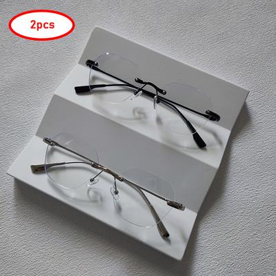 2 pièces/Ensemble Lunettes Sans Monture Anti-Lumière Bleue Pour Femmes Hommes Mode Designer Bloquant la Lumière Bleue Lunettes d'Ordinateur Accessoire de Bureau
