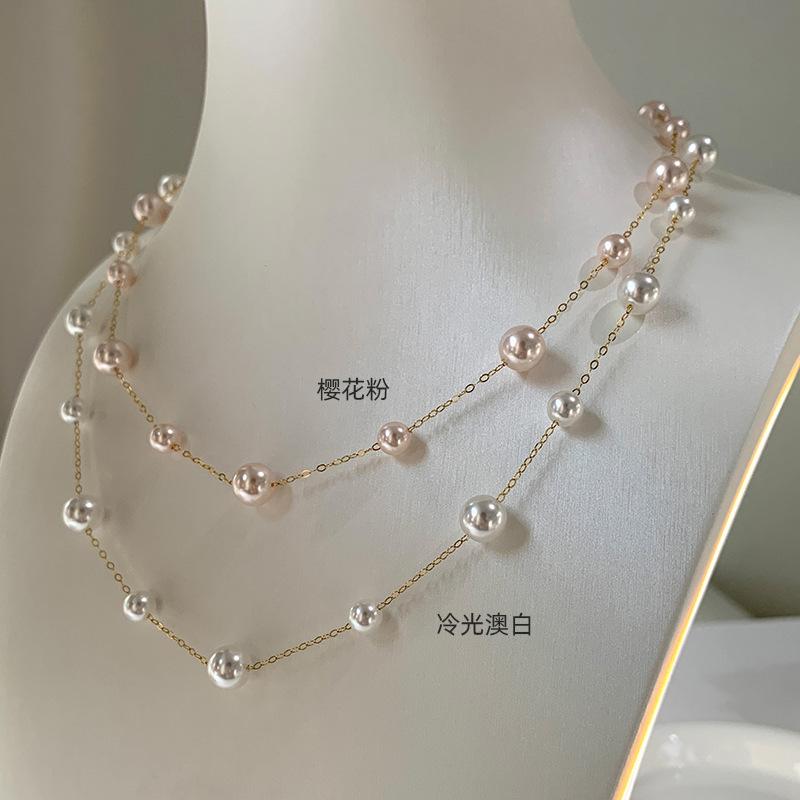 

Manta Rose Pearl Двойное ожерелье Винтажная Премиальная Ключичная Цепочка Мода Темперамент Универсальные Украшения
