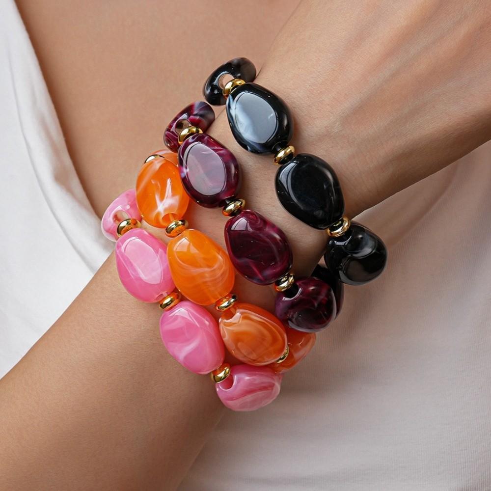 Oval Irregular Wide Bracelet Bohemian Retro Hand Ring Simple Acrylic Bangle  Girls