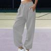 Women Commuting Pants Sweatpants Elastic High Waist Adjustable Drawstring Harem with Pockets Solid Color Loose Lounge Lambskin Fabric Casual