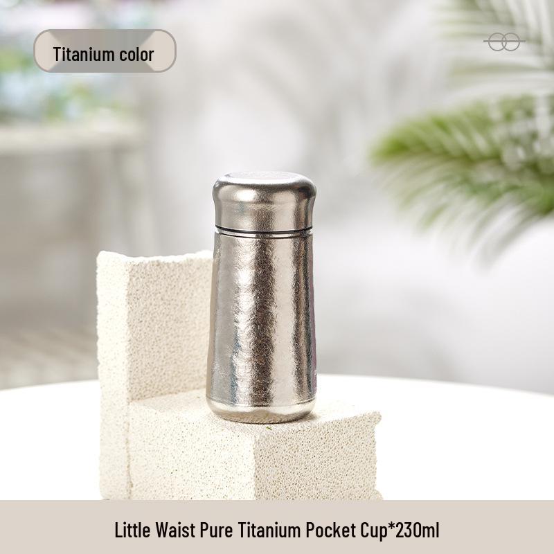 Pure Titanium Slim Waist Insulated Tumbler - Compact Tea & Water Separation Cup 230 ml