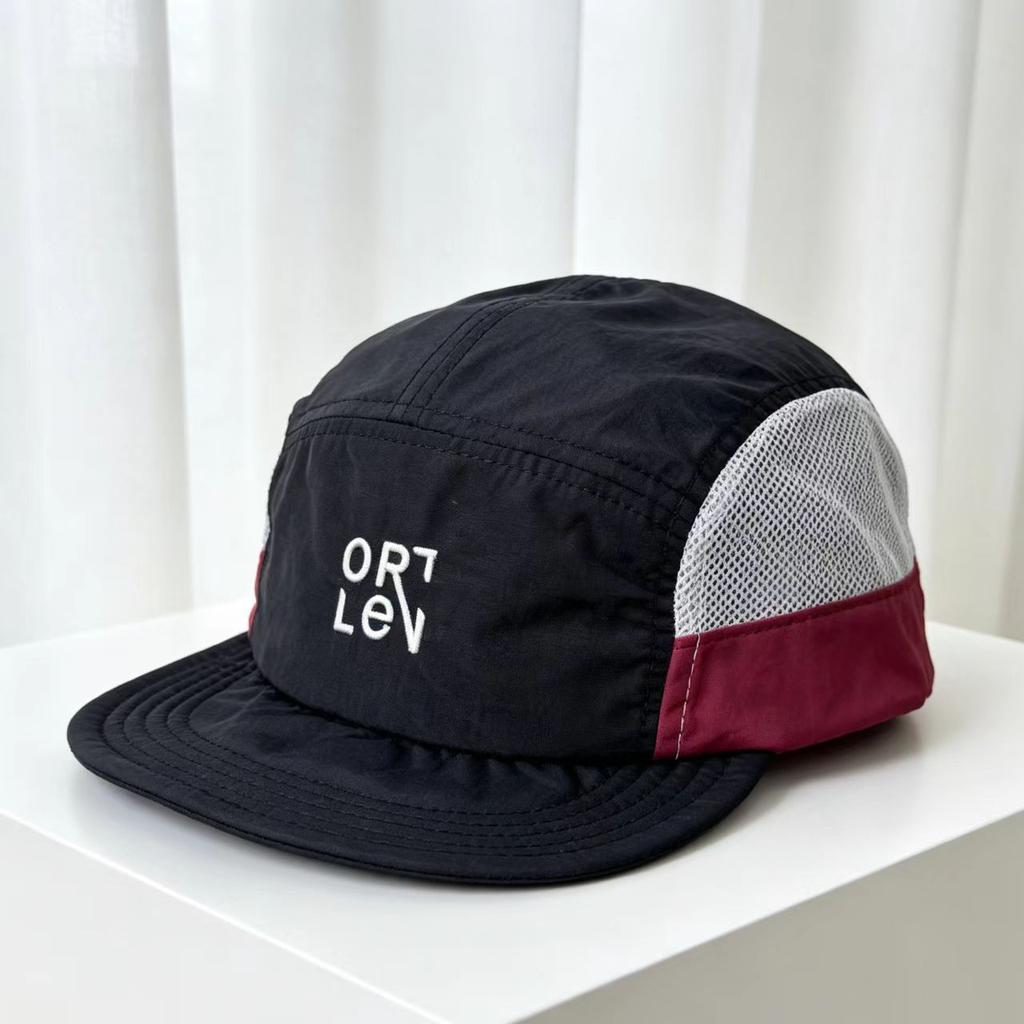 Mesh splicing breathable five-piece hat women's summer quick-drying fabric letter embroidery outdoor sunshade baseball cap men