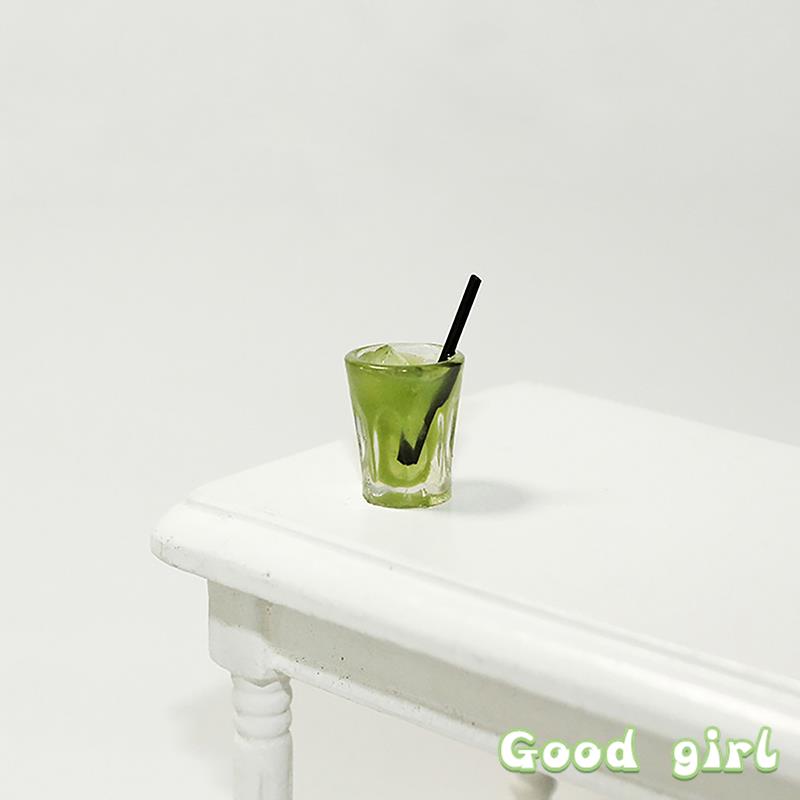 1Pc 1:12 Dollhouse Miniature Food Juice Fruit Tea Goblet Drink Bottle Milkshake Ice Cream Model For Dolls House Kitchen Food Toy