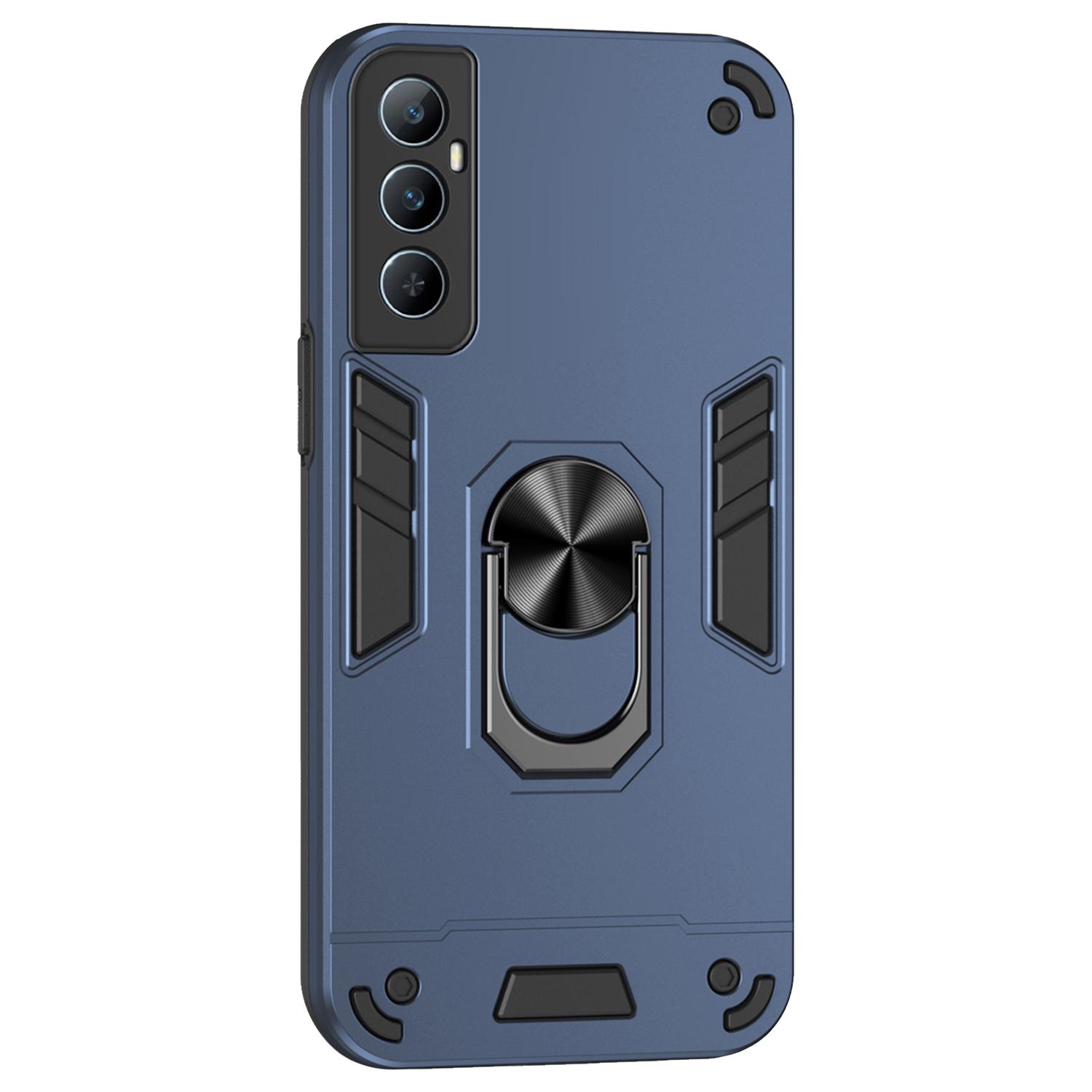 

For Realme C65 4G Case PC+TPU Phone Cover with Ring Holder Kickstand, Anti-Scratch Blue