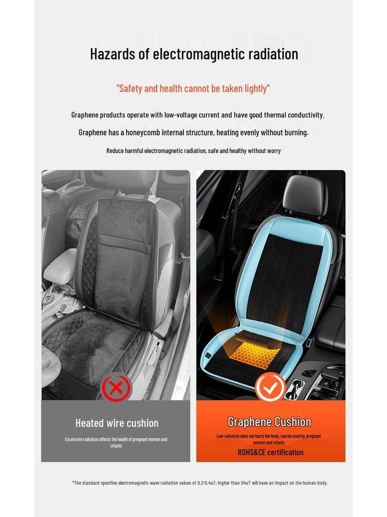Graphene Heated Car Seat Cushion, 12V/24V Plush Winter Warm Pad, Universal Fit