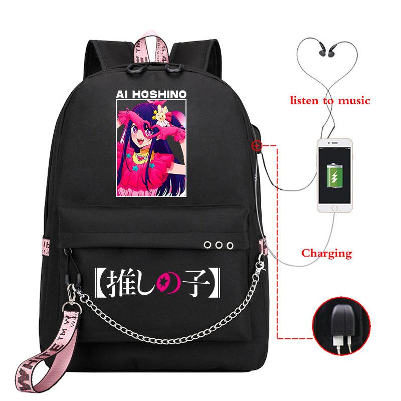 Animation, Children I Push, School Bags, Youth Usb Backpacks, Large-Capacity Travel Bags, Computer Bags