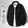 Men's Trendy Loose-Fit Corduroy Jacket with Print and Lapel for Spring/Autumn