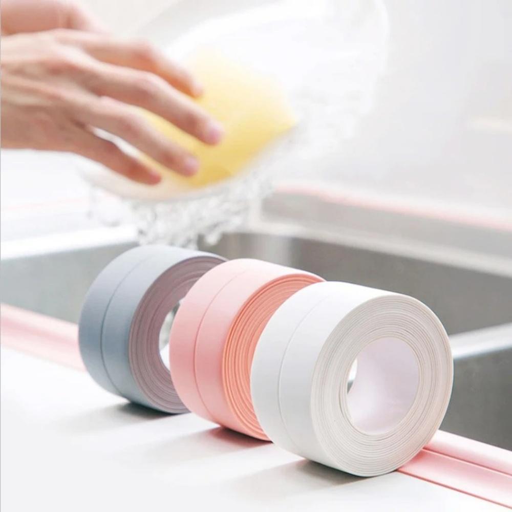 1pc 1mX3.8cm Waterproof Sealing Tape Strips PVC Self Adhesive Wall Sticker for Bathroom Shower Bath Seal Caulk Strip Sink