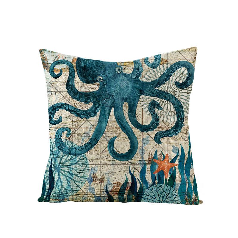 Home Marine Life Polyester Printed Pillow Case Combination Car Pillow Cushion Cover