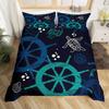 3D Octopus Sea Turtle Duvet Cover Retro Sailboat Crab Reptile Bedding Set Marine Mediterranean Style Jellyfish Comforter Cover