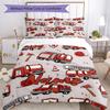 3pcs Custom Name fire truck Bedding Set Duvet Cover Closure Includes 1 Duvet Cover & 2 Pillowcases, Soft and Comfortable for All Seasons.