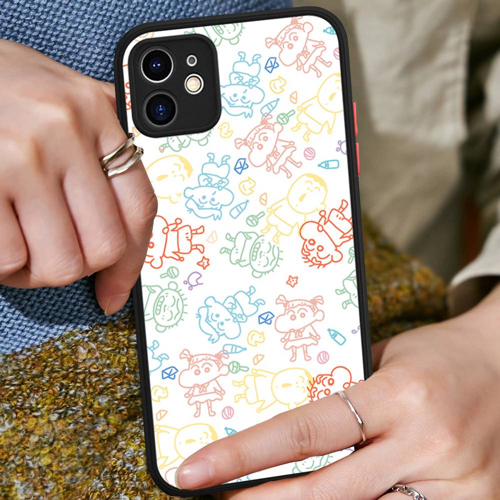 Anime Crayon Shin-Chan Matte Transparent Phone Cover For IPhone Case 16 15 14 13 12 11 Pro Max X XS Max Plus