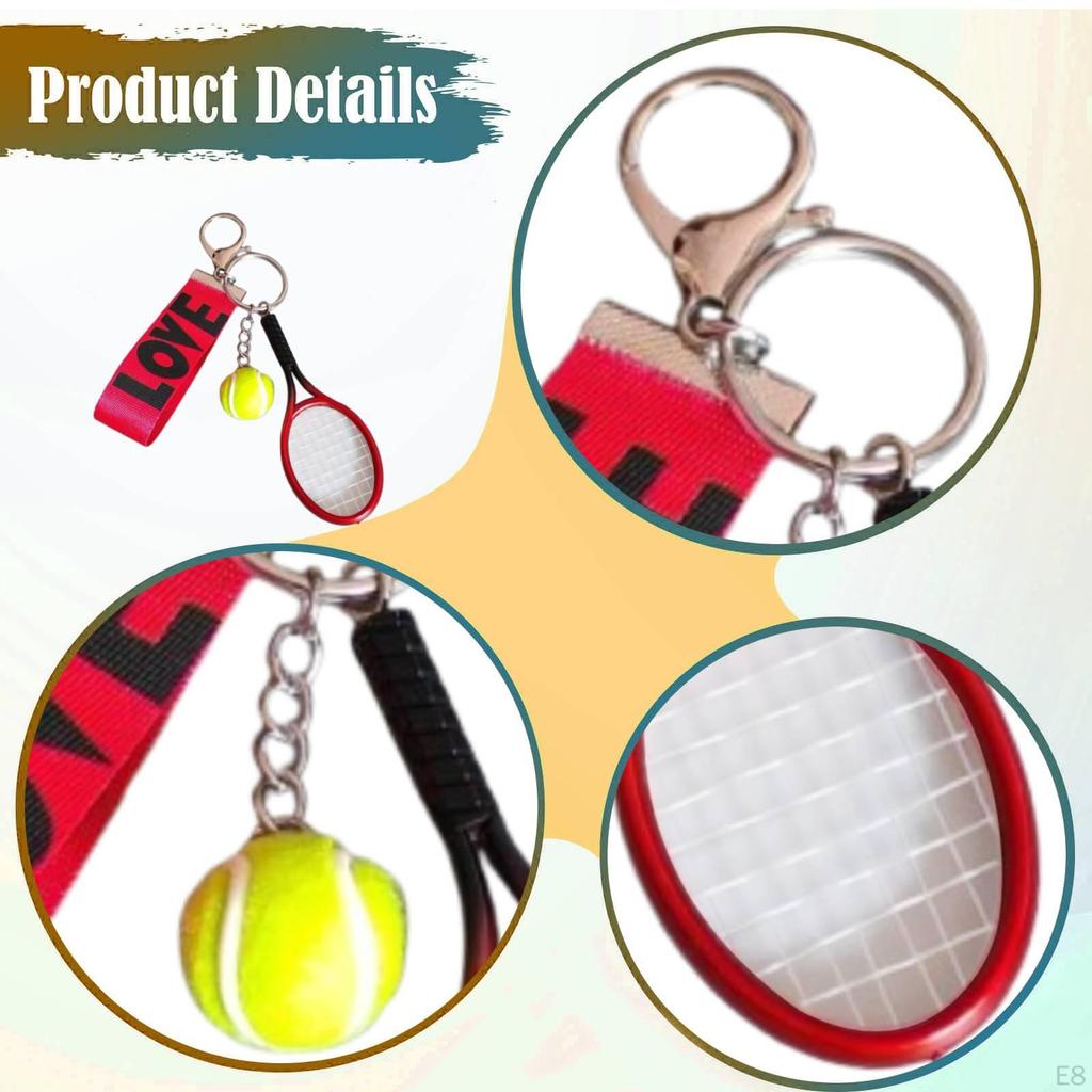 Tennis Racket Ball Keychain Chain Pendant for
